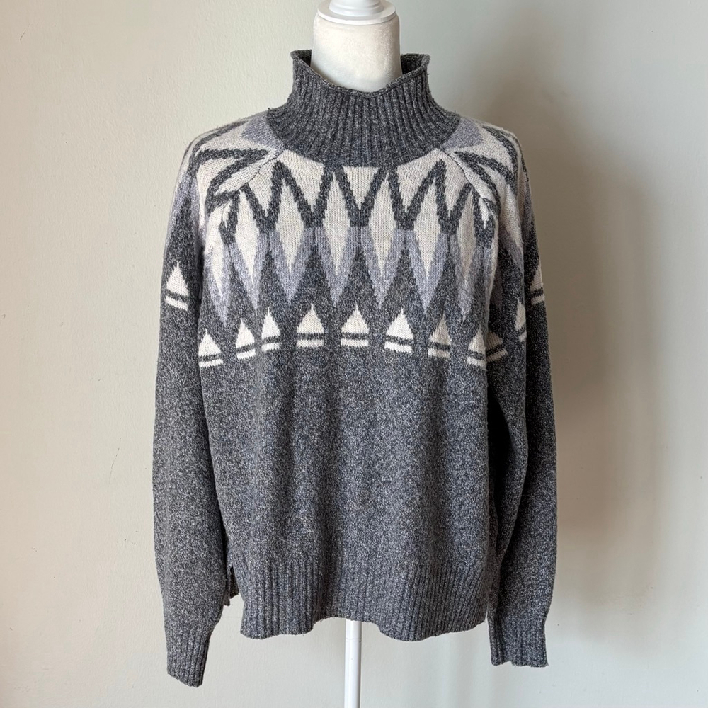 Badgley Mischka Fair Isle Turtleneck Sweater Size L - Picture 4 of 9